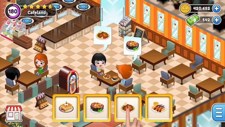 Скачать взломанную Cafeland - Restaurant Cooking [Много монет] MOD apk на Андроид