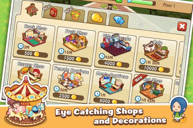 Скачать взломанную Happy Mall Story: Sim Game [Много монет] MOD apk на Андроид