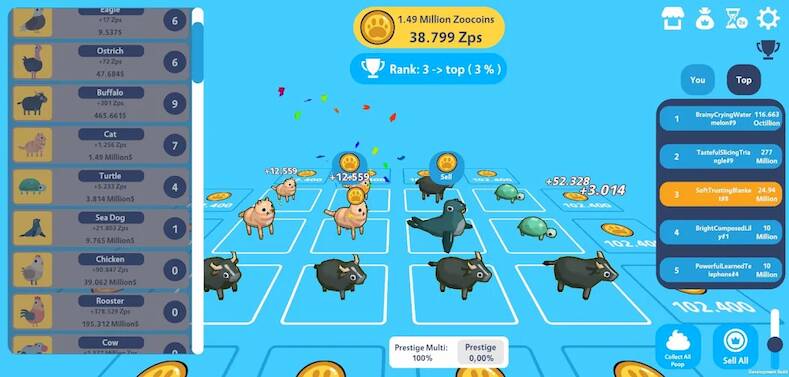 Скачать взломанную Animal Zoo Clicker [Бесплатные покупки] MOD apk на Андроид