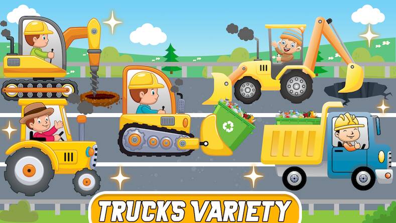 Скачать взломанную Kids Construction Trucks Games [Мод меню] MOD apk на Андроид