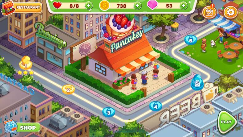 Скачать взломанную Cooking Town [Бесплатные покупки] MOD apk на Андроид