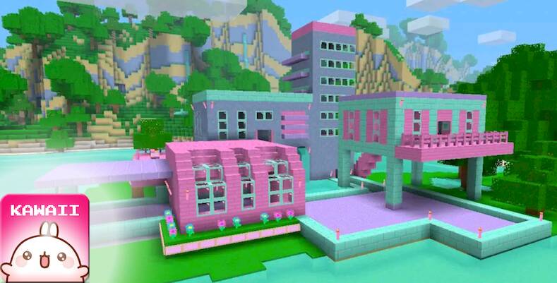 Скачать взломанную Kawaii World Craft Cute 3D [Много монет] MOD apk на Андроид