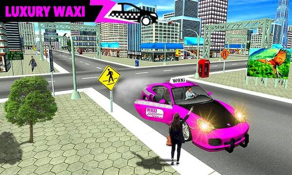 Скачать взломанную Pink Taxi Driving Game 3D [Много денег] MOD apk на Андроид
