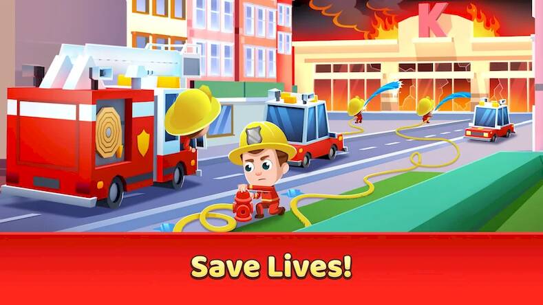 Скачать взломанную Idle Firefighter Tycoon [Много монет] MOD apk на Андроид