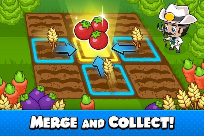 Скачать взломанную Idle Farm Tycoon - Merge Crops [Много монет] MOD apk на Андроид