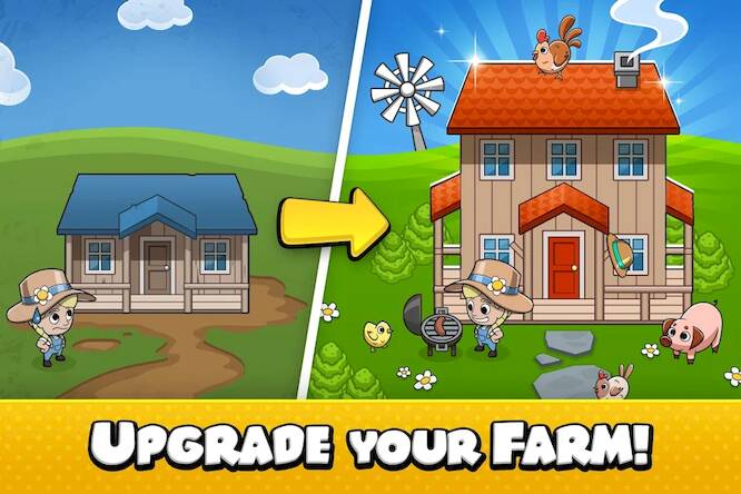 Скачать взломанную Idle Farm Tycoon - Merge Crops [Много монет] MOD apk на Андроид