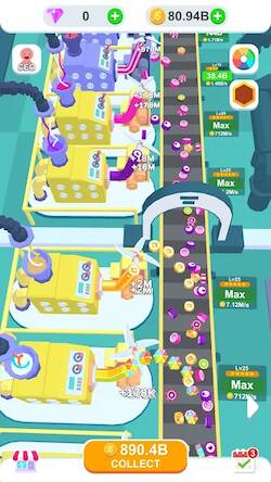 Скачать взломанную Idle Candy Factory [Много денег] MOD apk на Андроид