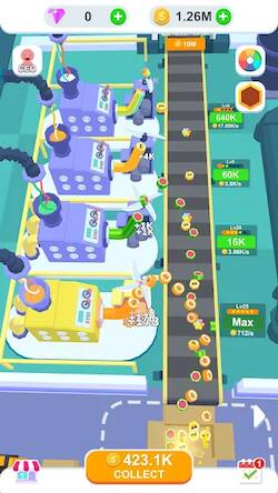 Скачать взломанную Idle Candy Factory [Много денег] MOD apk на Андроид