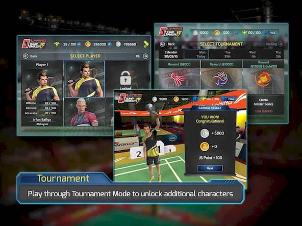 Скачать взломанную LiNing Jump Smash 15 Badminton [Много денег] MOD apk на Андроид