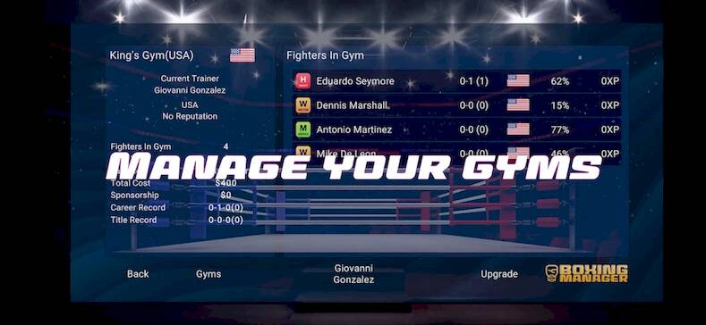Скачать взломанную Boxing Manager [Много денег] MOD apk на Андроид