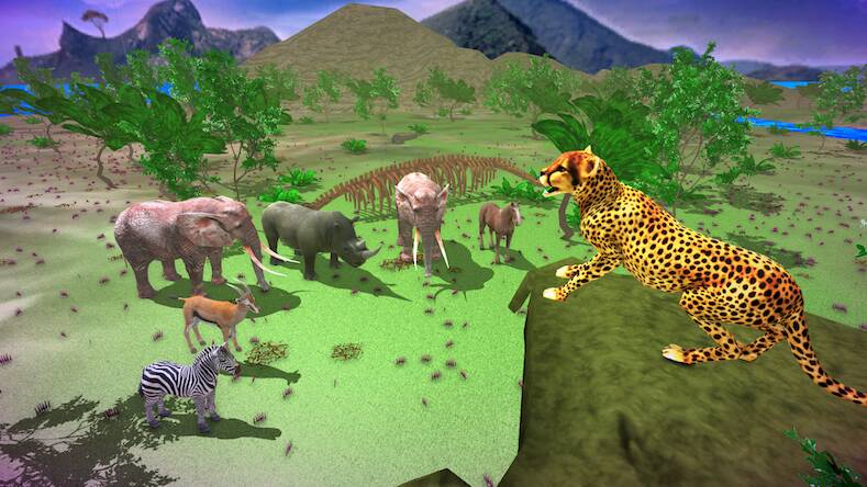 Скачать взломанную Lion Cheetah Family Simulator [Бесплатные покупки] MOD apk на Андроид