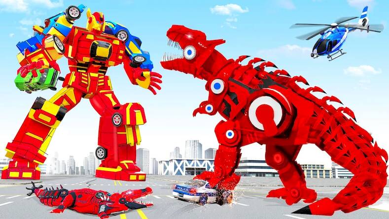 Скачать взломанную Limo Car Dino Robot Car Game [Много монет] MOD apk на Андроид