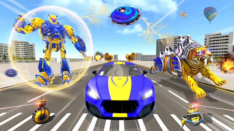 Скачать взломанную Wild Tiger Robot: Car Games [Много монет] MOD apk на Андроид