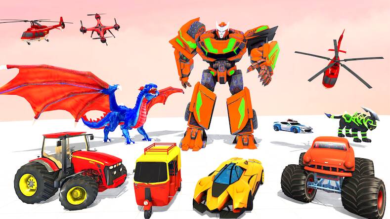 Скачать взломанную Robot Hero Bat Bike Robot Game [Много денег] MOD apk на Андроид