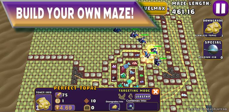 Скачать взломанную Gem Tower Defense [Много монет] MOD apk на Андроид