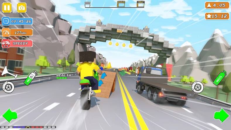 Скачать взломанную Blocky Bike Rider: Moto Racing [Много денег] MOD apk на Андроид