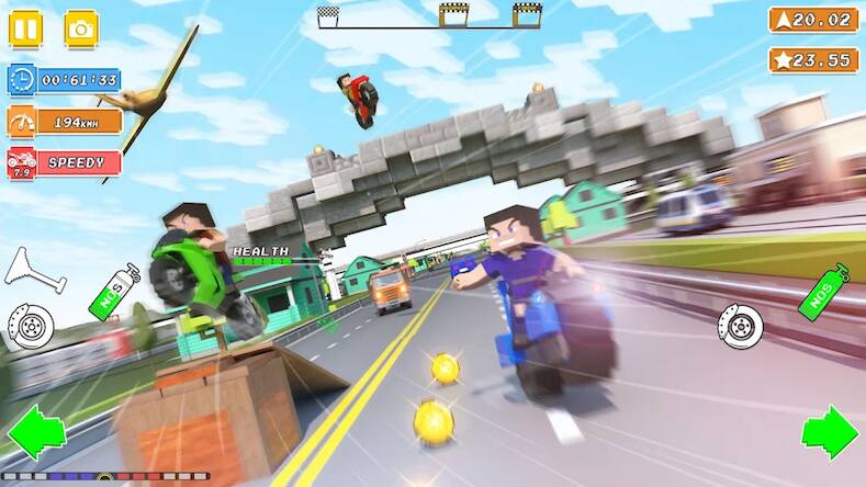 Скачать взломанную Blocky Bike Rider: Moto Racing [Много денег] MOD apk на Андроид
