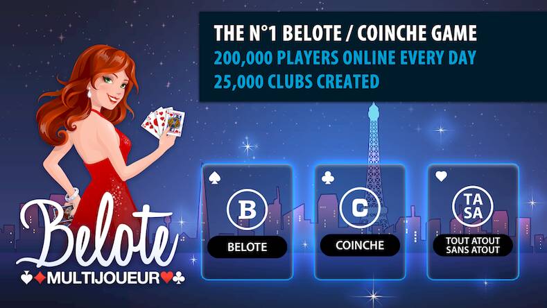 Скачать взломанную Belote & Coinche Multiplayer [Много денег] MOD apk на Андроид