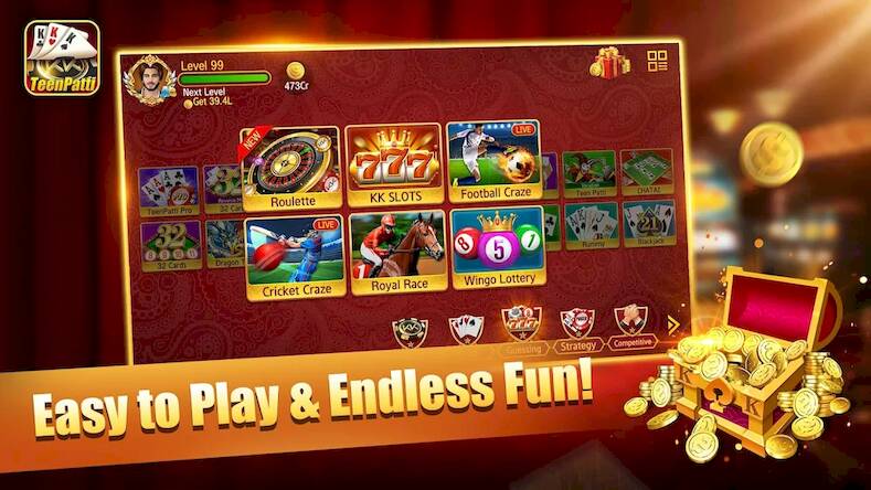 Скачать взломанную KKTeenPatti Plus [Бесплатные покупки] MOD apk на Андроид