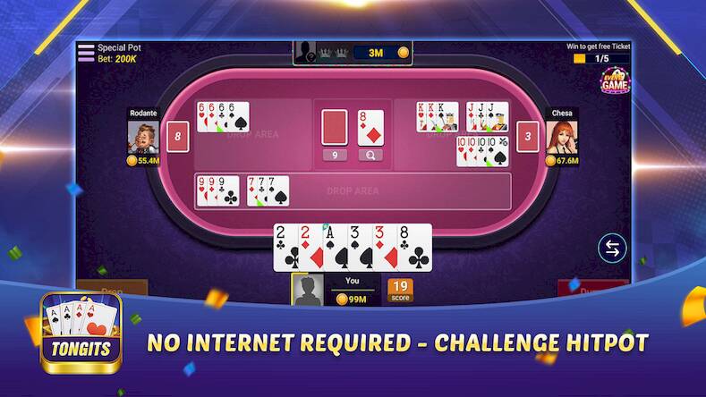 Скачать взломанную Tongits - Offline Card Games [Много монет] MOD apk на Андроид