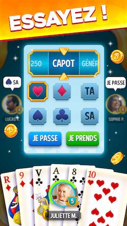 Скачать взломанную Belote & Coinche, jeu en ligne [Много денег] MOD apk на Андроид