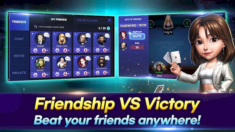 Скачать взломанную Fulpot Holdem [Много денег] MOD apk на Андроид