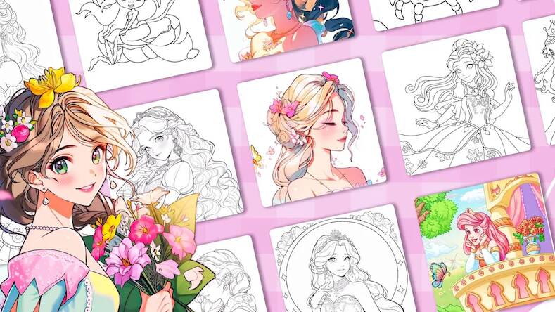 Скачать взломанную Princess Coloring:Drawing Game [Мод меню] MOD apk на Андроид