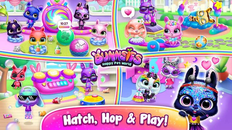 Скачать взломанную Bunnsies - Happy Pet World [Бесплатные покупки] MOD apk на Андроид