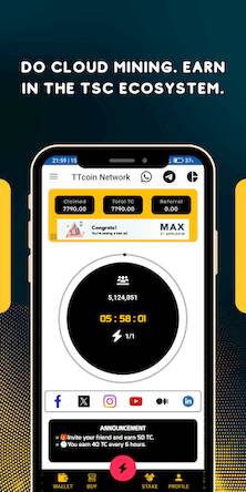 Скачать взломанную TTcoin Network - Cloud Mining [Мод меню] MOD apk на Андроид