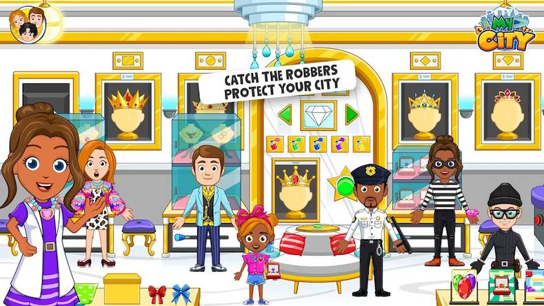 Скачать взломанную My City : Воры и полицейские [Много денег] MOD apk на Андроид