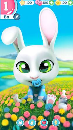 Скачать взломанную Bu Кролик Игра питомцы уход [Много монет] MOD apk на Андроид