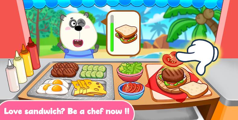 Скачать взломанную Wolfoo Cooking Game - Sandwich [Много монет] MOD apk на Андроид