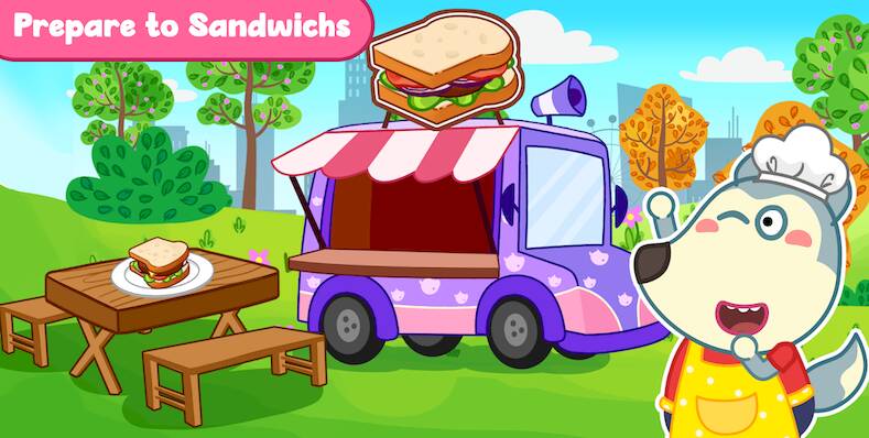 Скачать взломанную Wolfoo Cooking Game - Sandwich [Много монет] MOD apk на Андроид