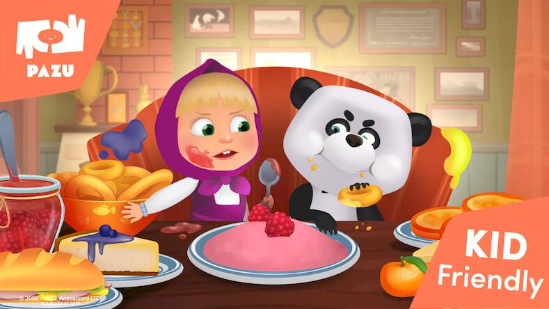 Скачать взломанную Маша и Медведь Кухня для Детей [Много монет] MOD apk на Андроид
